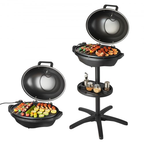 

VEVOR Barbecue Rotondo a Carbone 2400W, da Tavolo e da Appoggio, per Interni ed Esterni, con Temperatura Regolabile da 50°C a 350°C e Piastra Antiaderente Rivestita in Ceramica per Grigliate