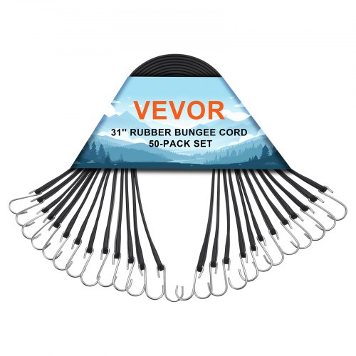 

VEVOR Corda Elastica Piatta, Cinghie Elastiche Resistenti con Ganci a S in Acciaio, Corda Elastica da 0,81 m per Carichi, Teloni, Camion e Tende, Corda Elastica Piatta con Gancio Nero 50 Pezzi
