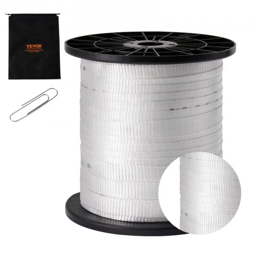

VEVOR Nastro da tirare in poliestere, Corda piatta da 3/4" x 318', Capacità di trazione di 2500 lbf, Nastro tiracavi stampato per imballaggi, Giardinaggio, Elettrico commerciale, Condutture, Bianco