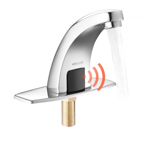 

VEVOR Rubinetto per Lavabo Senza Contatto, Colore Argento Cromato, Rubinetto Automatico a Batteria per Bagno Lavandino con Sensore e Piastra di Copertura del Foro G233, Solo per Acqua Fredda