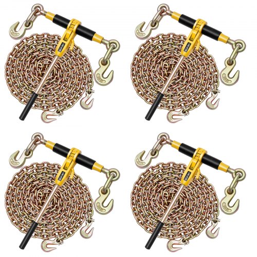 

VEVOR Tenditore a Cricchetto con Catena di Ancoraggio G80 da 10 mm x 6,1 m, 4 pezzi, Carico max. 4173 kg, Ancoraggi per Catene di Trasporto, per Fissaggio di Carichi, Trasporto, Rimorchio