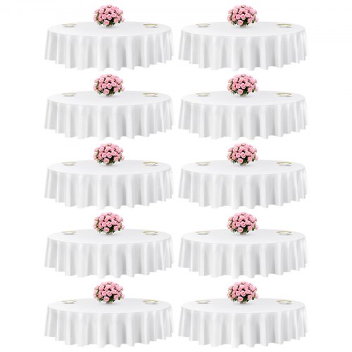 

VEVOR Tovaglie per Tavolo Rotondo, Tovaglia Lavabile Resistenti alle Macchie e alle Pieghe, Copritavola Diametro 2286 mm, Copritavoli in Tessuto di Poliestere per Matrimoni, Feste, 10 Pezzi Bianco
