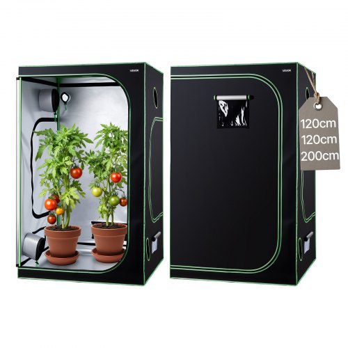 

VEVOR Tenda da Coltivazione da Interno 120x120x120 cm, Tenda da Coltivazione per Piante Verdure Fiori da Interno, con Finestra di Osservazione, Vassoio da Pavimento, Cerniera, Mylar Riflettente