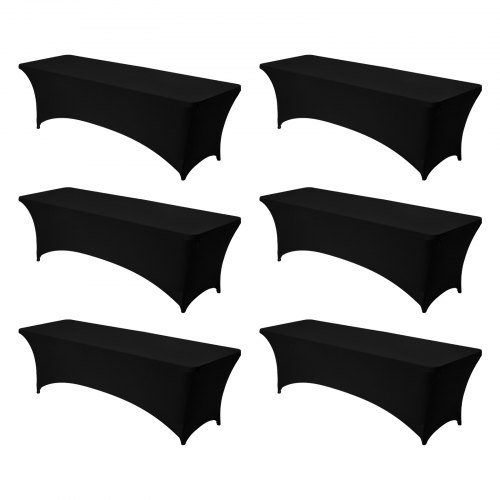 

VEVOR Tovaglia Elasticizzata in Spandex Rettangolare, Tovaglia Protettiva Lavabile e Resistente alle Pieghe, per Tavolo da 2440 mm, Copritavolo per Festa, Matrimonio, Banchetto, Nero 6 Pezzi