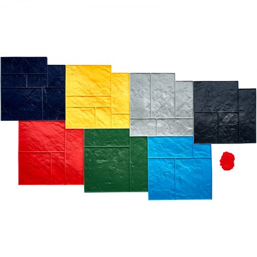 

VEVOR Tappetini per timbri in cemento 7 pezzi, Tappetino per timbri in poliuretano per piastrelle in pietra, 618 x 618 mm, Stampo per texture in cemento senza cuciture per decorazioni, Multicolore