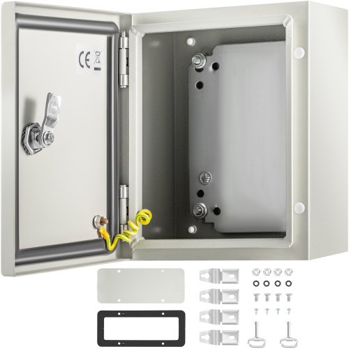 

VEVOR Custodia in acciaio NEMA, scatola elettrica in acciaio NEMA 4X 25 x 20 x 15 cm, IP66 impermeabile e antipolvere, scatola di giunzione elettrica per esterni/interni, con piastra di montaggio