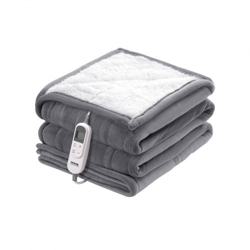 

VEVOR Coperta Riscaldata Queen, 150 x 200 cm, Morbida Flanella di Lana d'Agnello, Coperta con 9 Impostazioni di Tempo 6 Impostazioni di Calore, Coperta Calda Spegnimento Automatico Dopo 8 Ore Grigio