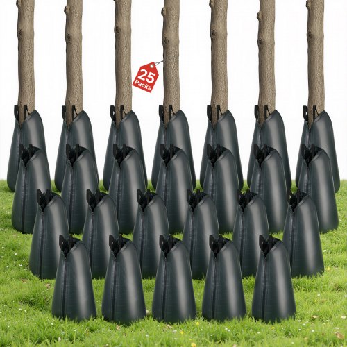 

VEVOR Set di Sacco per Irrigazione di Alberi Confezione da 25 pezzi, Sacchi per Irrigazione Alberi a Goccia 3-4 Ore da Giardino Cortile Capienza ca. 75,7 Litri Materiale in PE 190 g/m² con Cerniera