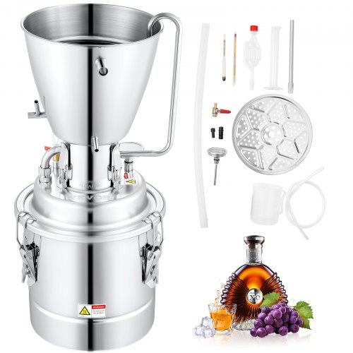 

VEVOR Alambicco Distillatore in Acciaio Inox 304 Capacità di Barile 30L per Acqua Distillata Liquore Grappa Whisky Vodka Vino, Alambicco per Distillazione in Acciaio Inossidabile 304 Uso Domestico 30L