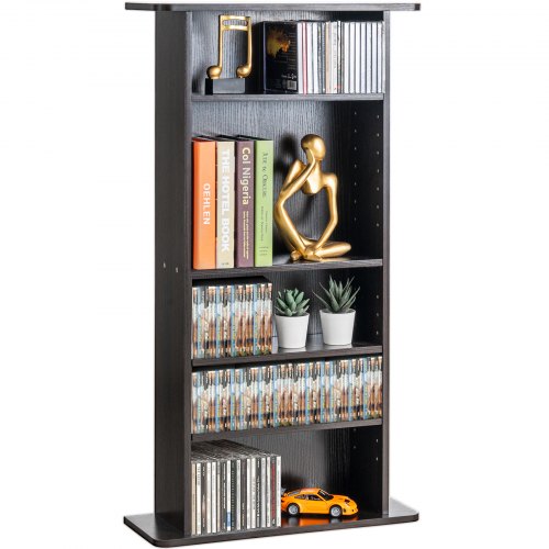 

VEVOR Armadietto Portaoggetti Multimediale, Ripiano 5 Strati, Può Contenere Fino a 240 CD, Fipiani Regolabili Protegge Organizza Collezioni di Musica, Film,Videogiochi Cimeli, Colore Caffè Espresso