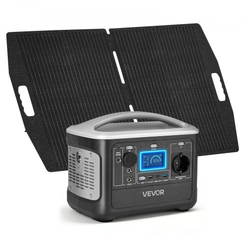 

VEVOR Centrale Elettrica Portatile con Pannello Solare da 100 W, Kit di Generatore Solare 600 W Batteria Backup LiFePO4 493 Wh con 7 Porte di Uscita Pannello per Campeggio Viaggio Camper