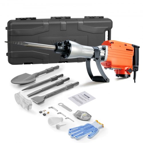 

VEVOR Martello Demolitore per Calcestruzzo 2200W 4 Punte a Scalpello per 1350 BPM, Kit di Martello Demolitore Elettrico 220V per Lavorazione su Cemento Mattoni Piastrelle Demolizione per Muro 2200W