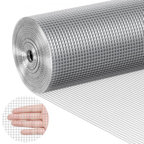 

VEVOR Panno per Ferramenta, 915 mm x 30,48 m Calibro 23 Rotolo di Rete Metallica Zincata a Caldo, Recinzione in Filo Metallico per Polli, Rete Metallica per Gabbie per Giardino, Piccoli Roditori