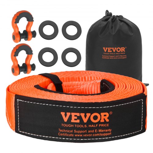 

VEVOR Kit di Recupero con Cinghia di Traino per Impieghi Gravosi, Cinghia per Verricello Salva-Albero 76,2 mm x 9,1 m Resistenza alla Rottura di 16329 kg Triplo Anello Rinforzato, per Jeep, SUV, ATV