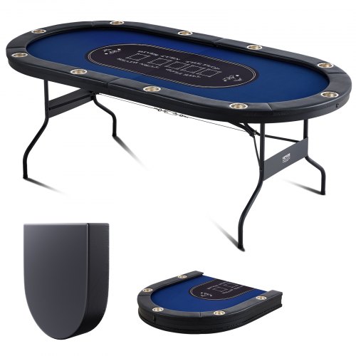 

VEVOR Tavolo da Poker per Gioco Gambe per Tavolo Pieghevoli 2140 x 1070 x 760 mm, Tavolo da Poker Pieghevole, Piano da Poker Nero e Blu Pieghevole 8 Giocatori ca., Tavolo Poker Copertura Antipolvere