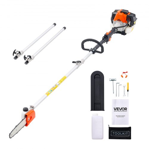 

VEVOR Troncatrice a Gas per Alberi a 2 Tempi da 33 cc Troncatrice a Catena per Taglio con Barra di Taglio da 20,3 cm Tagliasiepi a Batteria con Serbatoio da 850 ml Estensibile da 2,04 m a 3,54 m