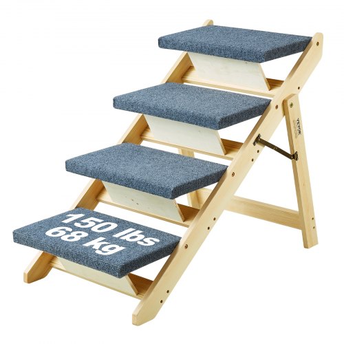

VEVOR Scale per Animali Domestici in Legno 4 Gradini, Scale per Cani in Legno Pieghevoli 2 in 1, per Letti, Divano, Scale per Cani e Rampa per Animali di Piccola Media Grande Taglia, Fino a 68 kg