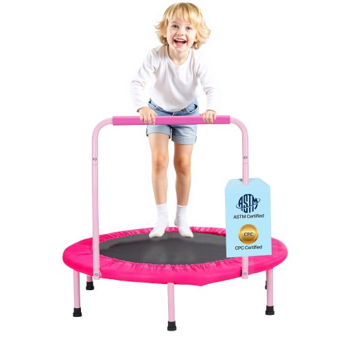 

VEVOR Trampolino per Bambini, Trampolino per Interni ed Esterni 955x750 mm, Mini Trampolino Pieghevole con Maniglia, Trampolino Rebounder per Bambini, per Bambini Divertimento, Trampolino Rosa