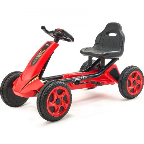 

VEVOR Go-Kart, Veicolo a Pedali con Volante, Sedile Ergonomico Regolabile, Ruote Antiscivolo, Veicolo a Pedali Portatile con Manovella, Veicolo per Bambini 850 x 460 x 500 mm, Acciaio Carbonio Rosso