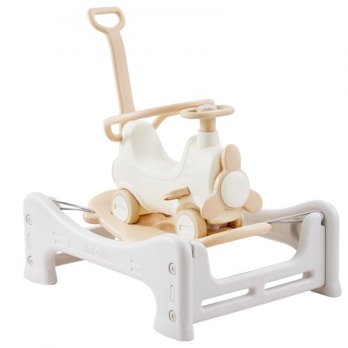 

VEVOR Cavallo a Dondolo 5 in 1, Cavalluccio a Dondolo per Bambini da 1 a 3 Anni, con Trampolino, Tavola di Equilibrio Staccabile, Maniglia di Spinta e 4 Ruote Lisce, Supporta Bambini 36 kg Bianco
