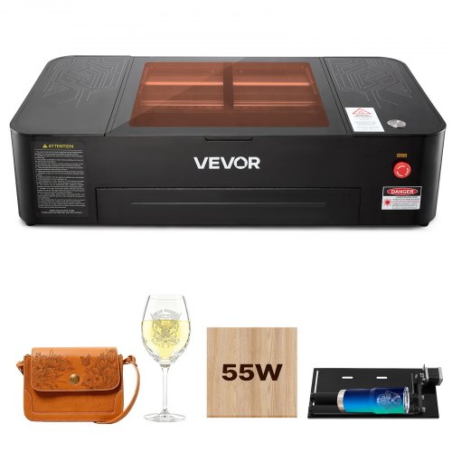 

VEVOR Incisore Laser CO2 da 55 W Macchina da Taglio Incisione Laser CO2 da Tavolo con Fotocamera da 16 MP, Asse Rotante, Compatibile con LightBurn CorelDRAW RDWorks, per Legno, Acrilico, Vetro