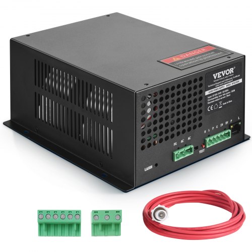 

VEVOR Alimentatore Laser CO2 100 W, Alimentatore Tubo Laser da 100 W, Protezione a Corrente Costante, Protezione da Circuito Aperto, Dissipazione del Calore, Compatibile con Incisori Taglierine Laser