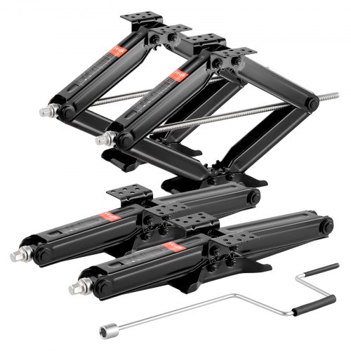 

VEVOR 4 Pezzi RV Cric a Forbice, con Manovella, Base, Livella a Bolla d'Aria, Stabilizzatore Livellamento 103-595 mm, Cric Stabilizzatore per Sollevamento Altezza Carico max. 2948 kg