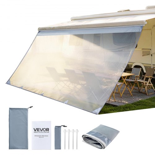 

VEVOR Parete Frontale per Camper Roulotte 2 x 4,3 m, Pannello Laterale Frangisole in Poliestere Trasparente Compatibile per Tenda da Sole da 4,5 m, Parasole per Roulotte da Campeggio Viaggio Picnic