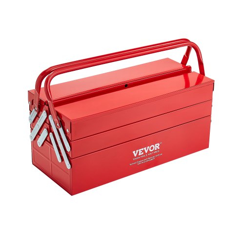 

VEVOR Cassetta degli Attrezzi in Metallo 457,2 x 200 x 215 mm Organizzatore Portatile Pieghevole per Utensili, 3 Ripiani, 5 Vassoi con Maniglia e Foro per Serratura, Cassetta degli Attrezzi a Sbalzo
