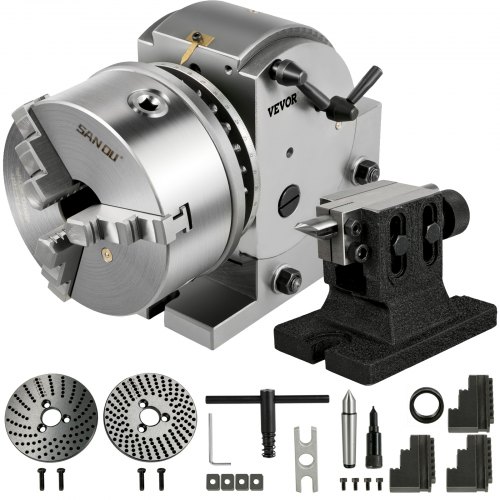 

VEVOR BS-1 Testa di Divisione 6pollici/160mm Testa di Indicizzazione Testa Divisoria Testa Divisione per Fresatrice Tavola Rotante