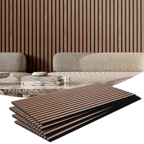 

VEVOR Pannelli Acustici a Doghe in Legno 1200 x 600 mm Pannelli da Parete in Legno, Accenti MDF per Pareti Interne, Pannelli da Parete in Finto Legno per Decorazioni Eleganti, Riduzione Rumore, Noce