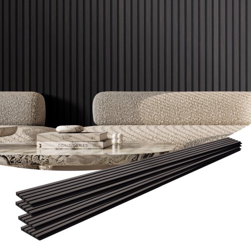 

VEVOR Pannelli Acustici a Doghe in Legno 2400 x 200 mm Pannelli da Parete in Legno MDF con Accenti per Decorazione Pareti Interne, Pannelli da Parete in Finto Legno, Riduzione del Rumore, Quercia Nera