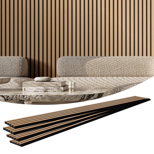 

VEVOR Pannelli Acustici a Doghe in Legno 2400 x 200 mm Pannelli da Parete in Legno MDF con Accenti per Decorazione Pareti Interne, Pannelli da Parete in Finto Legno, Riduzione di Rumore, Rovere Chiaro