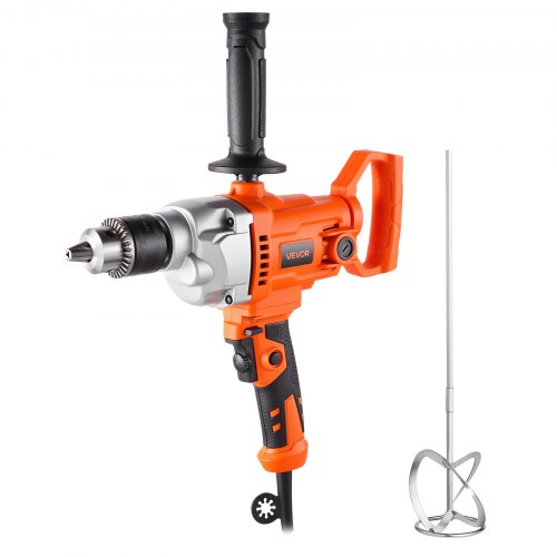 

VEVOR Trapano Miscelatore Elettrico 12,7 mm 1100 W con Agitatore per Miscelazione 850 giri/min 3,2 A Trapano Miscelatore con Impugnatura a D per Foratura e Miscelazione per Cemento