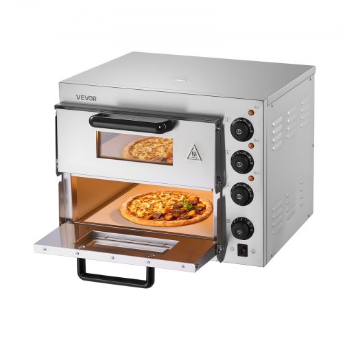 

Forno per pizza commerciale da banco VEVOR, doppio strato da 14", forno elettrico per pizza in acciaio inox con pietra e maniglia, macchina per pizza multiuso per interni per ristoranti, pretzel al forno