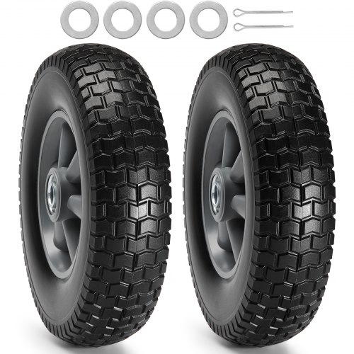 

VEVOR Ruota con Pneumatico Run-Flat in PU Solido, 25,4 cm, Confezione da 2, Carico Dinamico 80 kg, Carico Statico 100 kg, Pneumatici Tubeless e Ruote Flat Free per Carrello a Mano, Carrello Multiuso