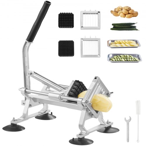 

VEVOR Tagliaverdure Commerciale, Affettatrice Frutta 1/4"+3/8"+1/2", Tagliaverdure in Acciaio Inox Lega di Alluminio, Affettatrice Manuale con Piedini Antiscivolo, per Cipolle, Patate