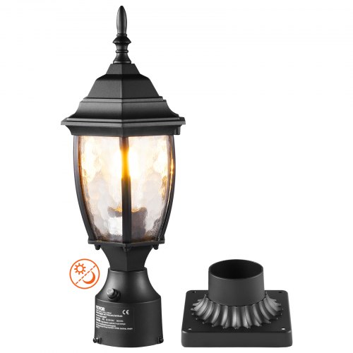 

VEVOR Lampione da Esterno, Apparecchio Impermeabile da 400 mm con Base per Montaggio su Pilastro da 9 cm, Paralume in Vetro, Illuminazione a Prova di Fulmine per Giardino Cortile Terrazza Balcone