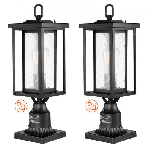 

VEVOR Lampione da Esterno Giardino Sentieri Cortile 2 Pezzi, Apparecchi Impermeabili da 450 mm, con Base per Montaggio su Pilastro da 9 cm da Terrazza, Paralume in Vetro, Illuminazione Antifulmine