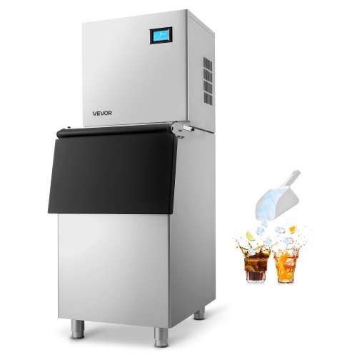

VEVOR Macchina per Ghiaccio Commerciale Capacità di Produzione 163kg/giorno Macchina con Contenitore per Cubetti di Ghiaccio Autopulente Schermo a Tocco Capienza 113kg, Bar Ristorante Hotel