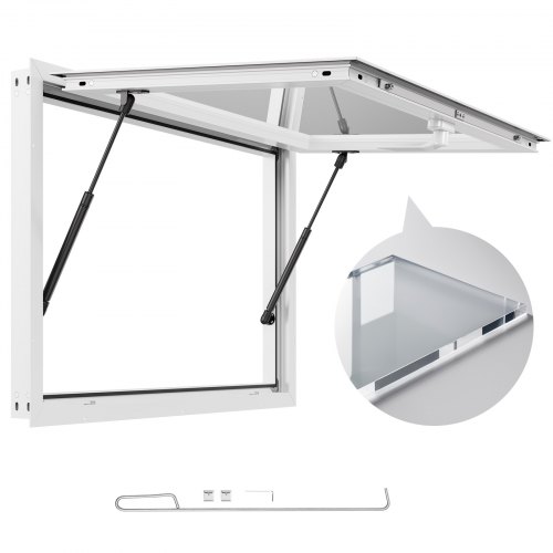 

VEVOR Finestra per Camion di Cibo, 91,5 x 61 cm, Finestre di Servizio per Tendalino Antipioggia con Cornice in Alluminio per Rimorchi Alimentari, con Apertura a 85° per Camion di Cibo