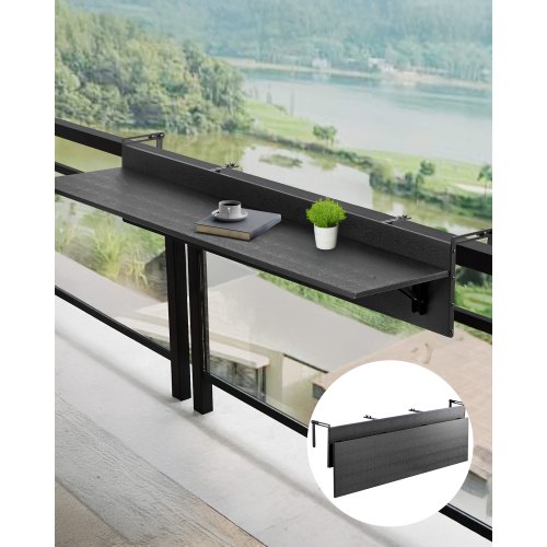 

VEVOR Tavolo Sospeso Pieghevole in Metallo per Ringhiera del Balcone da 1500 x 450 x 240 mm, Tavolo da Bar all'Aperto per Ringhiere, per Ringhiere e Patio e Terrazza Staffa in Acciaio Inox