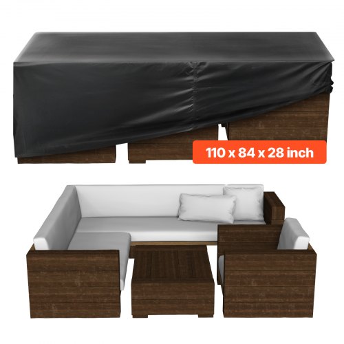 

VEVOR Copertura Rettangolare per Mobili da Giardino da 279 x 213 x 71 cm Grande Copertura Impermeabile per Tavolo e Sedie da Pranzo da Esterno 420D, con Presa d'Aria per Tutte Stagioni, Nero
