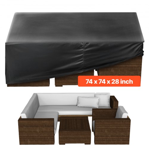 

VEVOR Copertura per Mobili da Giardino 188 x 188 x 71 cm Copertura Impermeabile per Tavolo e Sedie da Pranzo da Esterno 420D, per Tavolo da Giardino Quadrato con Presa d'Aria per Tutte Stagioni, Nero