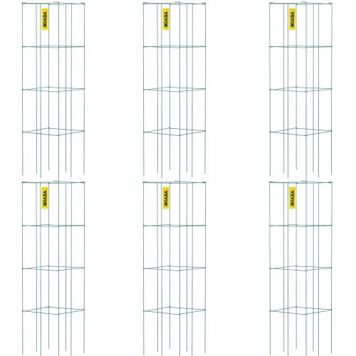 

VEVOR Gabbie per Pomodoro Gabbie di Supporto per Piante Confezione da 6 Pezzi Quadrati in Acciaio 3,3FT Verde per Giardino