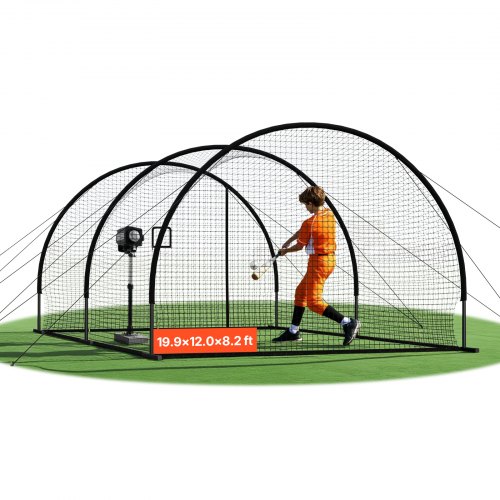 

VEVOR Gabbia da Battuta Pop-Up di Baseball 6060 x 3660 x 2500 mm, Gabbia da Battuta Portatile Indipendente con HDPE Annodato a 30 Strati e Apertura per Macchina da Lancio, per Interni ed Esterni