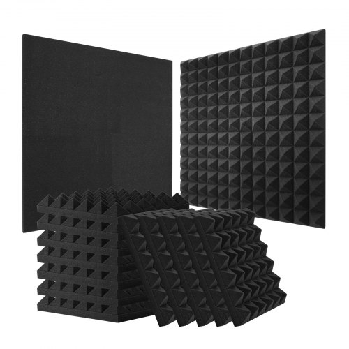 

VEVOR Pannelli Acustici in Schiuma, 24 Pezzi, 300 x 300 x 50 mm, Piramidali Adesivi per Pareti, Pannelli Fonoassorbenti Acustici Resistenti al Fuoco, Pannelli Acustici per Pareti e Soffitti, Nero