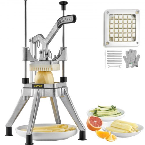 

VEVOR Tritatutto Manuale Uso Commerciale Multifunzione in Acciaio Inox Lama 1/2 Pollici 1,27 cm, Tagliapatate Bastoncini di Frutta Tritaverdure Manuale Tritatutto per Frutte Verdure