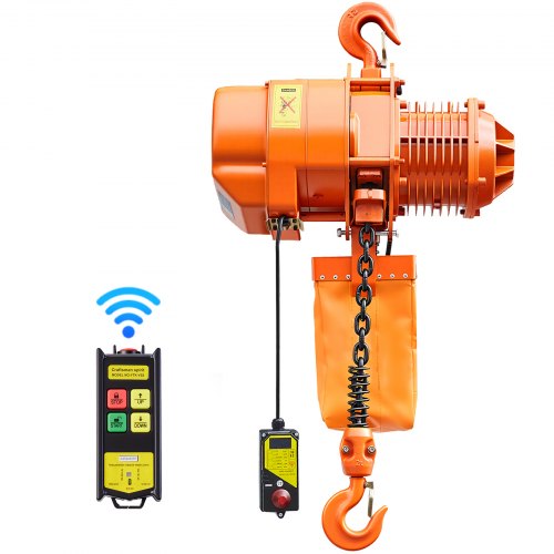 VEVOR Paranco Elettrico a Catena Fisso da 2000 kg, Paranco del Carico a Catena Singolo G100, Altezza di Sollevamento 6 m, con Telecomando Wireless da 100 m, Trifase per Fabbriche, Garage e Magazzini