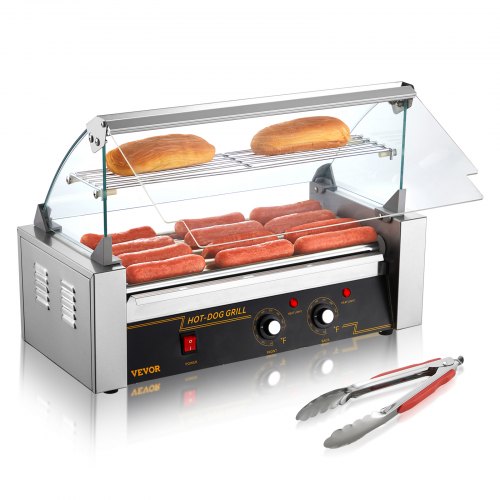 

VEVOR Rouleau hot-dog, 5 Rouley, Grigliati a Macchina con Salsicce e Insolubili con Doppio Controllo della Temperatura, 12 hot-dog1000 W Macchina hot-dog con Couvercle, Autista Versa Petits Dolori
